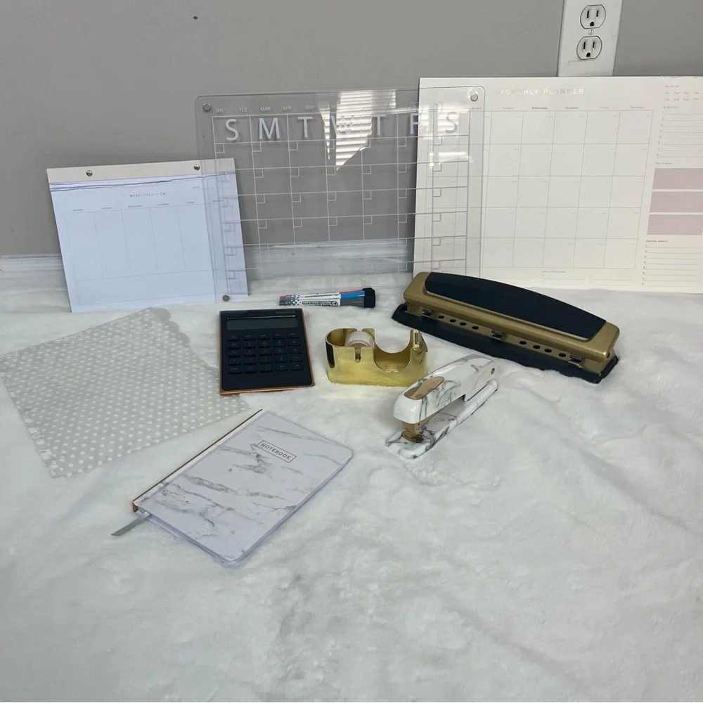 OFFICE DESK SUPPLIES BUNDLE IN GOLD - 9 ITEMS TARGET & AMAZON